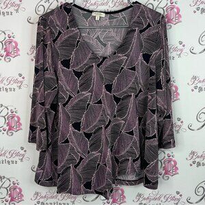 Laura top leaves Black and Pink Leaf Pattern Blouse